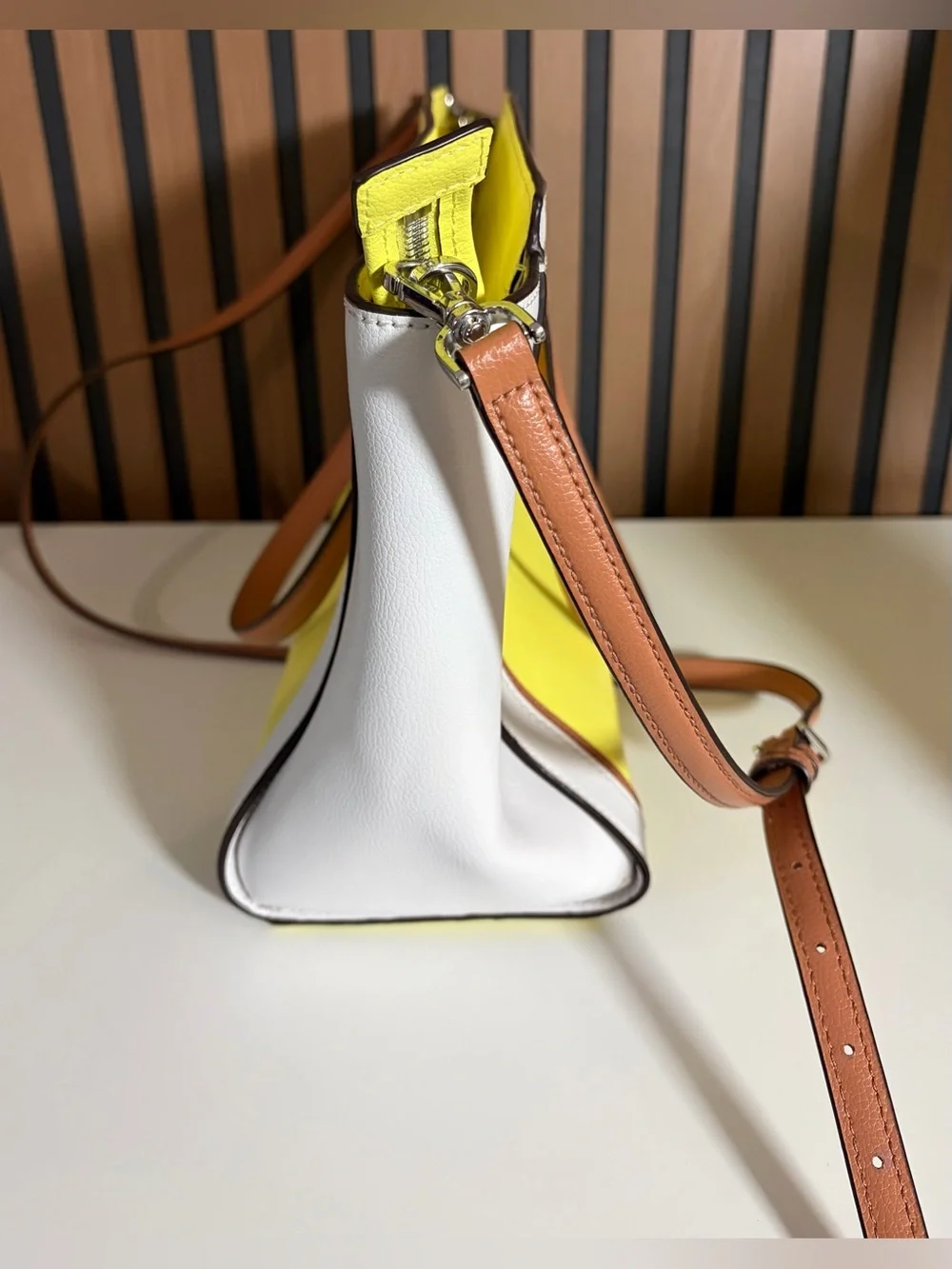 Kate Spade Patterson Drive Geraldine satchel bag in the vibrant Limelight